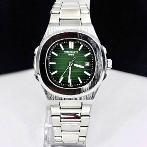 Patek Philippe Nautilus Prata com Verde
